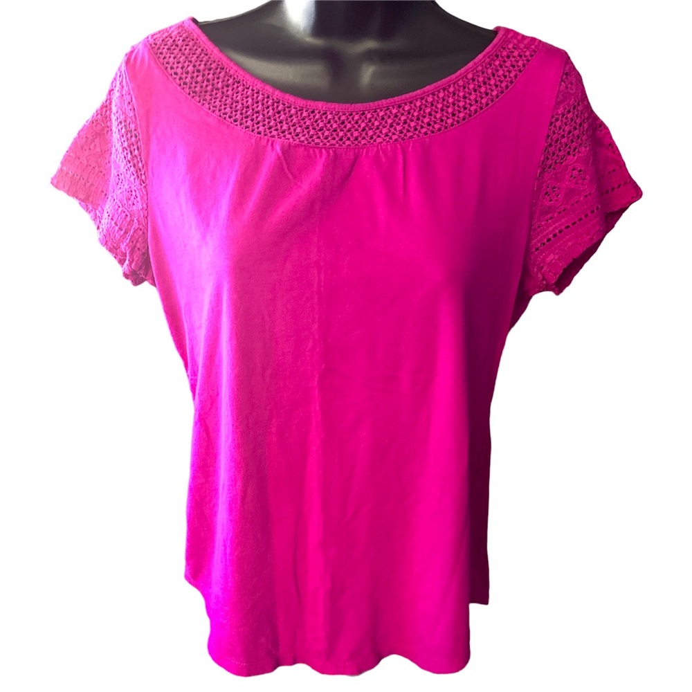 ANN TAYLOR Women’s Short-sleeved Top with Collar and Sleeve Detail